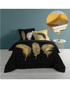 Pack housse de couette 220x240 cm Himalalove + drap housse 140x190 Jaune