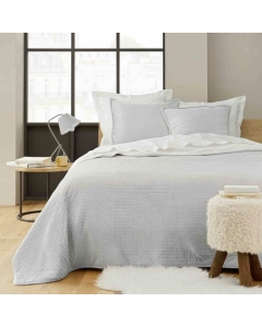 Couvre lit 220 x 240 cm +2 taies  60x60  cm en velours relief/sherpa Mylene Gris