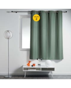 Lot de 2 rideaux spécial petites fenêtres 140 x 180 cm Essentiel Kaki