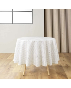 Nappe ronde (0) 180 cm polyester imprime metallise piana Naturel