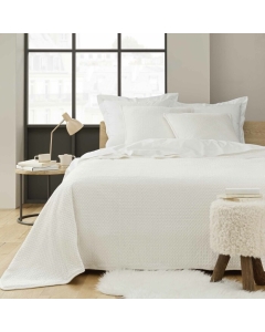 Couvre lit 220 x 240 cm +2 taies  60x60  cm en velours relief/sherpa Mylene Naturel