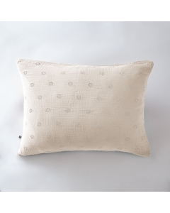 Taie d'oreiller brodée en gaze de coton 50 x 70 cm Gaïa Boho Naturel