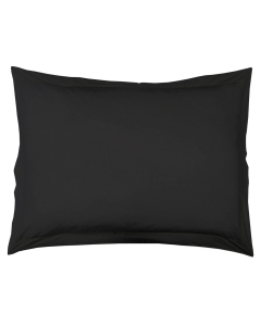 Taie d'oreiller volant plat 50 x 70 cm uni 57 fils lina  + point bourdon Charbon