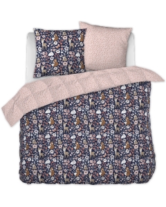 couette imprimée 240 x 220 cm + 2 taies d'oreiller 60 x 60 cm coton imprimé forêt enchantée