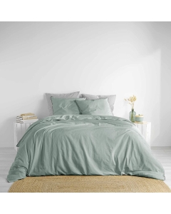 Housse de couette 240 x 220 cm coton lavé 57 fils Linette Sauge