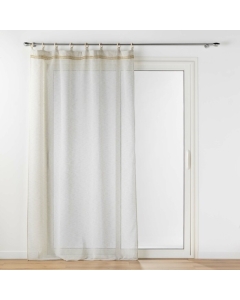 Voilage a oeillets bois 140 x 240 cm voile tisse+fantaisie Mileo Beige