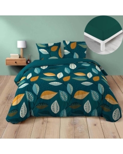 Pack housse de couette 240 x 220 cm Olympie + DH 140 x 190 cm Emeraude