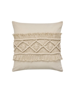 Coussin déhoussable avec franges 45 x 45 cm – Coton/Polyester + Macramé Samaya
