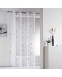 Panneau a oeillets 140 x 260 cm voile sable fils chenille chenilla Gris