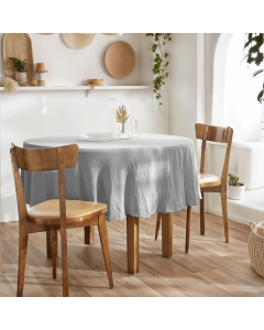 Nappe ronde (0) 180 cm gaze de coton unie gaïa Gris Clair