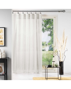 Voilage effet lin à anneaux 140 x 240 cm Linka Blanc