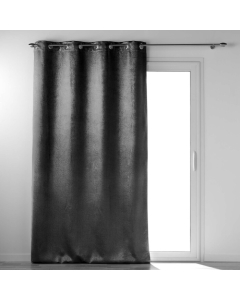 Rideau a oeillets 135 x 240 cm occultant velours frappé Anthea Anthracite