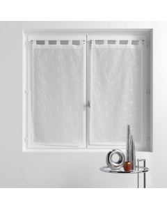 Paire droite passants 2 x 60 x 160 cm voile sablé brodé Olympia Blanc