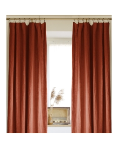 Lot de 2 rideaux ajustables en lin lavé avec 8 anneaux pince 140 x 270 cm Paprika