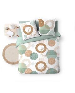 Housse de couette 260 x 240 cm coton 42 fils + 2 taies Bellaluna Blanc
