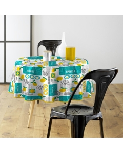 Nappe ronde (0) 160 cm pvc imprime citronnade Sans