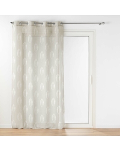 Voilage a oeillets 140 x 240 cm effet lin tissé imprime Indila Beige