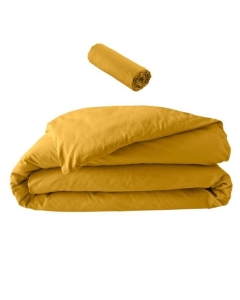 Pack parure en percale 78 fils 240 x 220 cm + DH 140x190 Curry