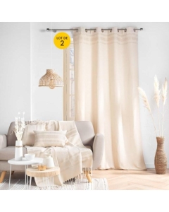 Lot de 2 Rideaux a oeillets 140 x 240 cm Coton jacquard Doreline