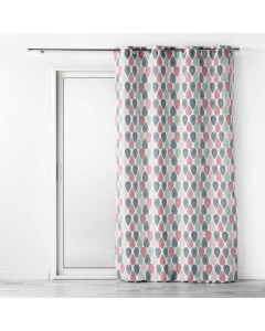 Lot de 2 rideaux tamisant a oeillets L140 x H260 cm polyester Palpito Rose/Vert