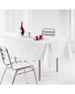 Nappe rectangle 150 x 240 cm polyester imprime argent bully Blanc