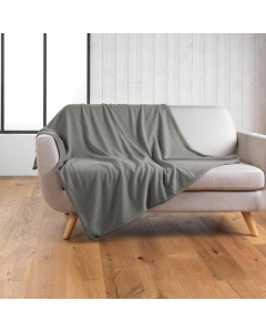 Plaid 180 x 220 cm bouclette unie wooly Gris
