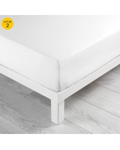 Lot de 2 Draps housse 140 x 190 x 30 cm coton bio Biolina Blanc