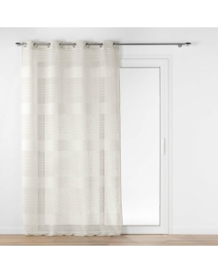Voilage grande hauteur a oeillets 140 x 280 cm effet lin tissé Janice Beige