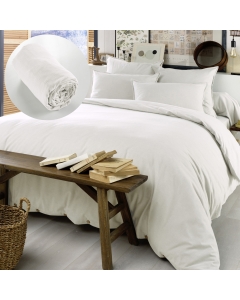 Pack Housse de couette 240x220 cm chaude en flanelle + 2 taies + drap housse 140x190 Candice Blanc