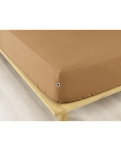 Drap housse flanelle chaude 160 x 200 cm Bonnet 30 cm Candice Camel