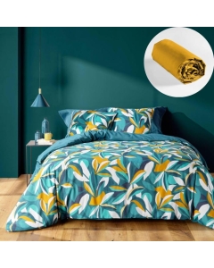 Parure de Lit Lavinia 240 x 220 cm + Drap-Housse 140x190 cm Jaune