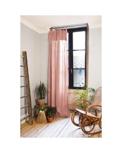 Rideau ajustable + 8 anneaux pince gaze de coton 140 x 300 cm gaïa rose pêche Rose