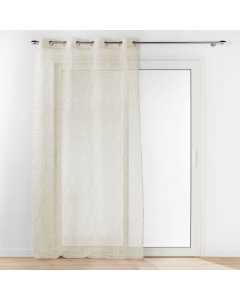 Voilage grande hauteur a oeillets 140 x 280 cm voile sable imprime pandore Blanc