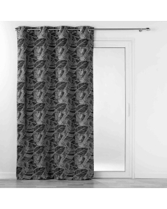 Rideau a oeillets 140 x 260 cm jacquard Floriss Noir