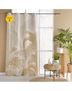 Lot de 2 Rideaux a oeillets 140 x 260 cm coton/polyester imprime Baobab