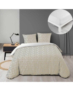 Pack parure de couette 240 x 220 cm Geor + drap housse 140 x 190 x 30 Blanc