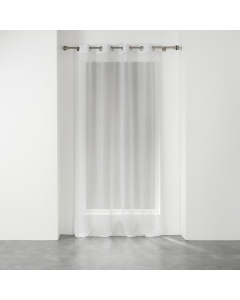 Voilage a oeillets 140 x 240 cm voile tisse applique elea Blanc/argent