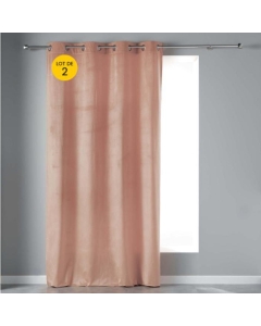 Lot de 2 Rideaux tamisant 140 x 240 cm velours doux Velvetine Dragée