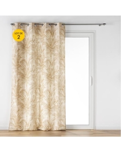 Lot de 2 rideaux a oeillets 140 x 240 cm coton/polyester imprime Dune