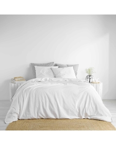 Parure de lit 240 x 220 cm Linette en coton lavé 57 fils Blanc