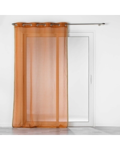 Voilage a oeillets 140 x 240 cm voile sable + bandes en jute Terracotta