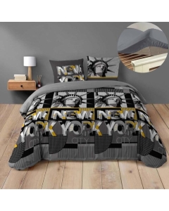 Pack parure de couette 240 x 220 cm Bigcity + DH 140x190 cm Gris