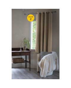Lot de 2 Rideaux occultant luxe spécial petites fenêtres 140 x 180 cm Obscure Beige