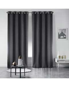 Lot de 2 rideaux occultant a oeillets 135 x 240 cm uni Noir
