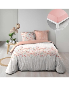 Pack housse de couette 240 x 220 cm Magdalena + DH 140 x 190 cm Rose