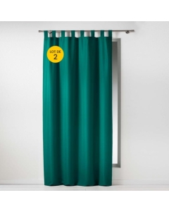 Lot de 2 Rideaux à passants 140 x 260 cm Polyester Essentiel Emeraude