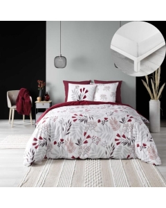 Pack Housse de couette 240 x 220 cm coton BIO 57 fils Clemence Blanc+ Drap Housse 140 x 190 cm Blanc