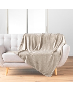 Plaid 125 x 150 cm flanelle relief unie nelia Taupe