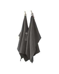 Lot de 2 essuie-mains gaze de coton 50 x 70 cm granit Anthracite