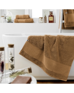 Drap de douche 70 x 130 cm éponge unie garance camel Marron